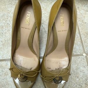 Fendi Women's Brown Peep-Toe Heels